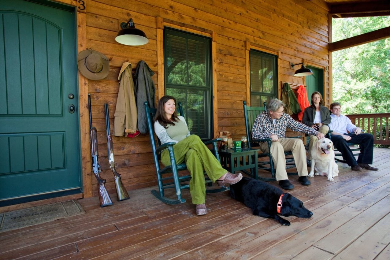 Visitors at The Fork relax after a day of shooting