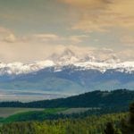 View of Grand Tetons from Teton Timbers Ranch near Driggs, Idaho