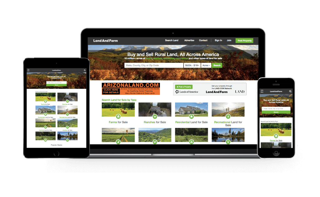 Image of new Land And Farm website