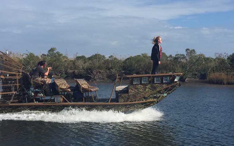 image of Georgia Pellegrini filming her new Travel Channel TV show, "Wild Food"