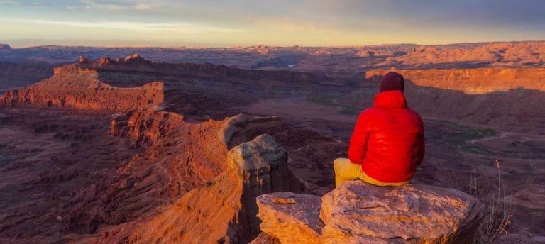 image of lone hiker in Canyonlands National Park, Utah