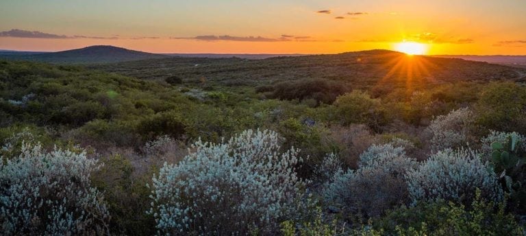 Sunset over Blue Mountain Ranch in Uvalde County, Texas