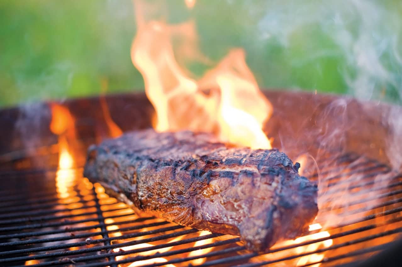 Sirloin steak on grill