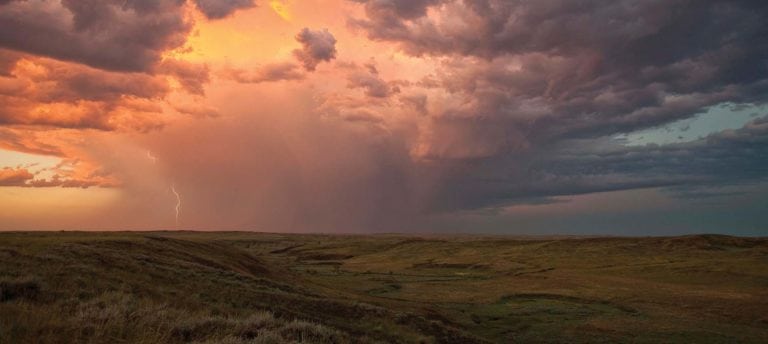 View of storm front over Great Plains