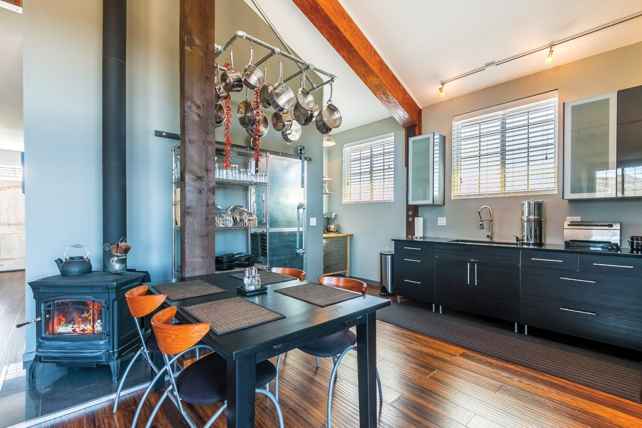 image of kitchen interior in luxury off-grid barn apartment