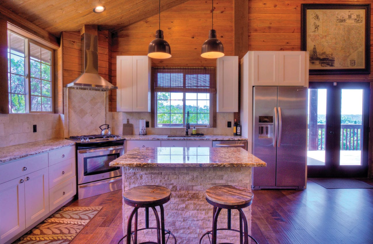 image of kitchen interior in luxury barn apartment