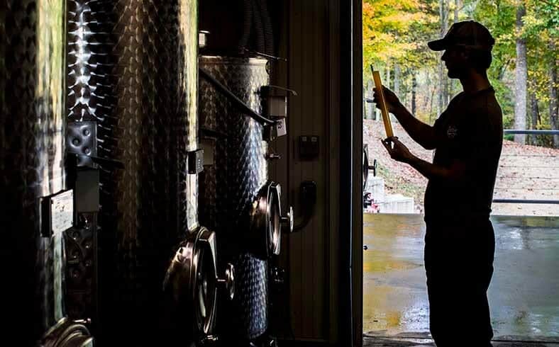 Inspecting the cider stills at Foggy Ridge Cider in Dugspur, Virginia