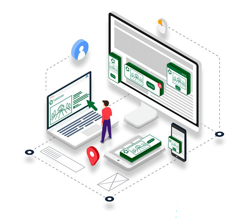 Showing the different ways that users are retargeted on Land.com